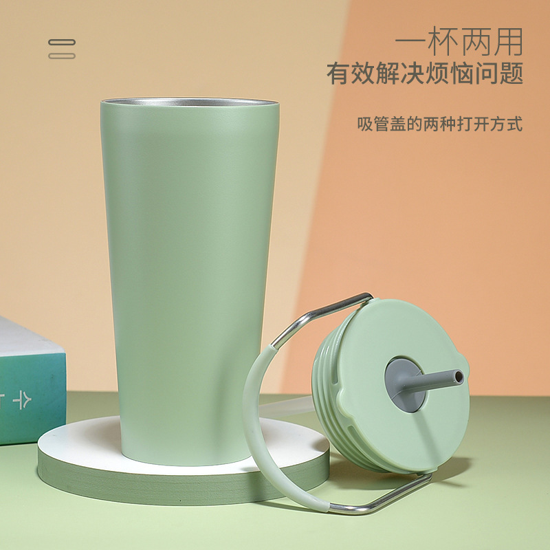 Transfronterizo exclusivo Americano portátil Taza de paja portátil de acero inoxidable del coche de Vacío Termo taza de café taza