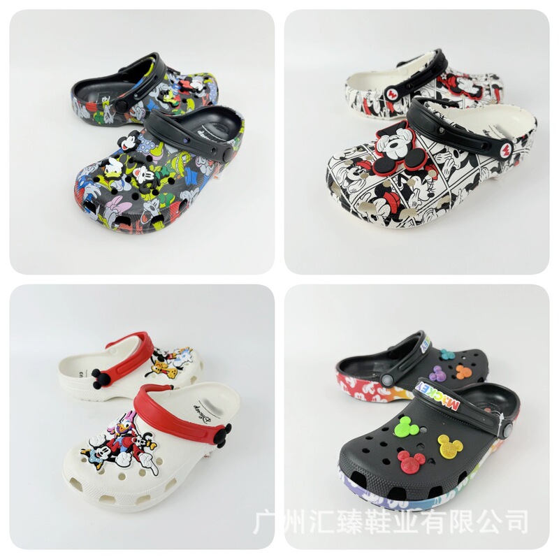 New Model of Mickey Cartoon Parent-Child Clogs, Cross-Border Printed Trendy Soft-Soled Children's Slippers Wholesale