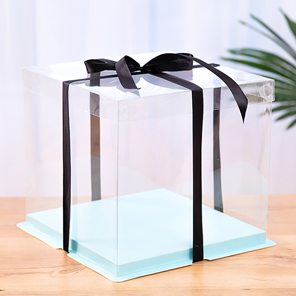 厂家批发生日蛋糕盒子透明烘焙包装四六八十二寸双三层加高一次性