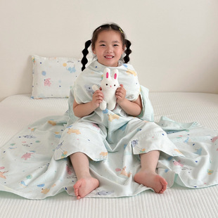 Class a Pure Cotton Four-Layer Gauze Anti-Kick Cover, Anti-Kick Artifact, Kidsren's Nap Thin Quilt, Summer Air-Conditioning Blanket, Summer Cool Quilt