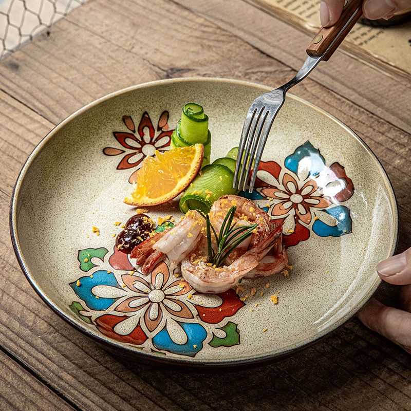 Guochao pintado a mano Guofeng 8 pulgadas de platos de cerámica de alta calidad platos de platos de platos exportadores transfronterizos de platos de alta calidad