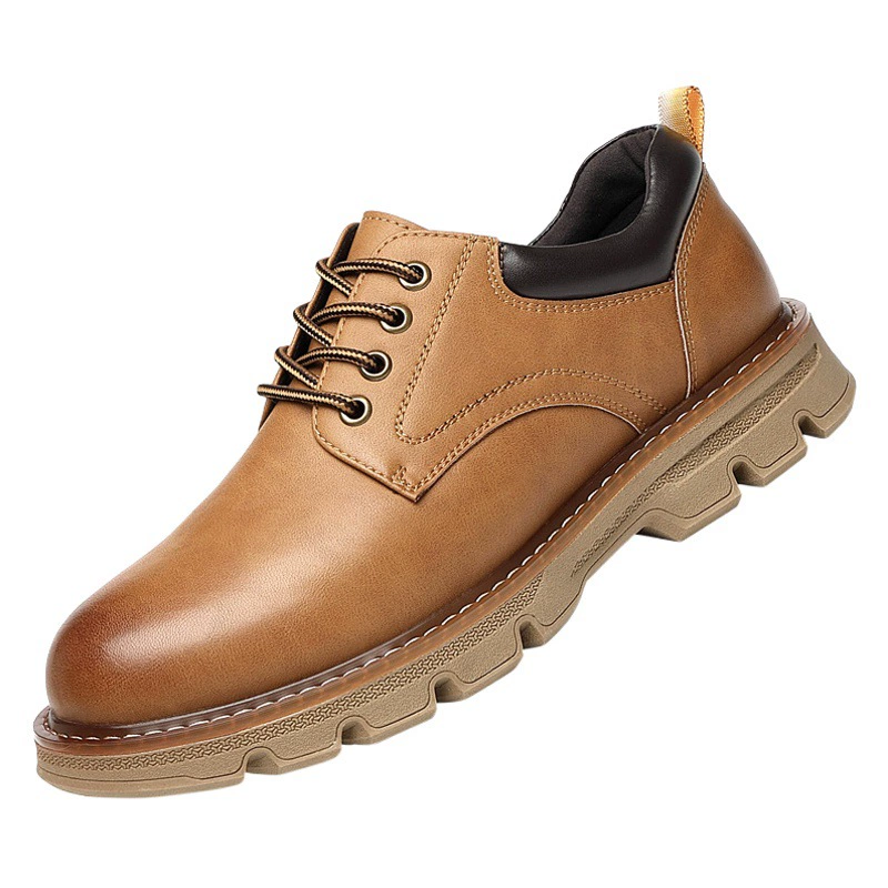 Мужская рабочая обувь 8 см, мужская кожаная обувь с внутренней высотой, из натуральной кожи, Уличная Повседневная обувь с большим носком, низкие ходячие туфли Martin