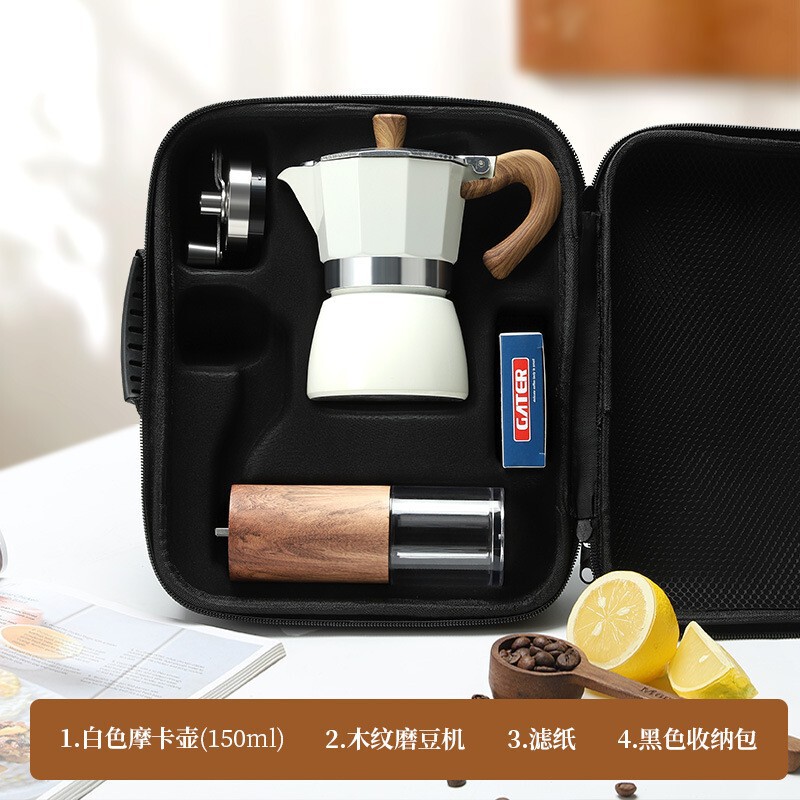 Moka Pot Coffee Pot Outdoor Coffee Making Set Hand Grinder Coffee Machine Hand Brewing Travel Camping Style Equipment Type a