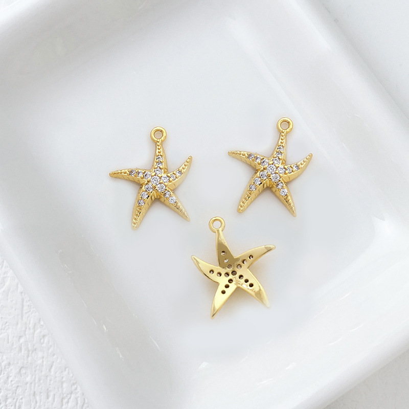 4g Weight Pendant Jewelry Making Type 18K Gold Plated Plating Material DIY Jewelry Accessories Classification 1 Piece Quantity Copper Material Starfish, Dolphin Pattern Plating Design Retro, Marine Style Style 1 Piece Copper 18K Gold Plated Starfish Dolphin Pendant 25