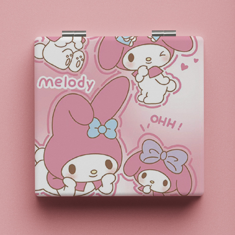 Sanrio coolomi pequeño espejo estudiante portátil espejo plegable espejo de doble cara