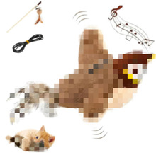 猫咪抖抖麻雀USB充电式电动猫玩具发声互动狗狗解闷宠物泰迪玩具