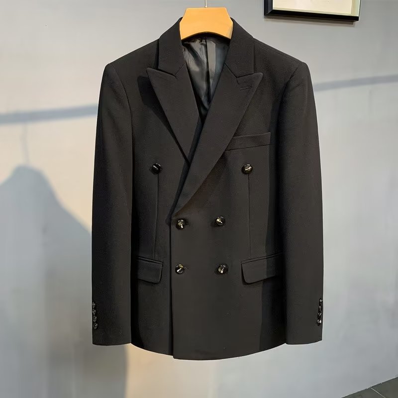 Blazer doppiopetto slim fit - Giacca casual da uomo (nero/verde/antracite/marrone) Psicologia dei colori_voghion.com