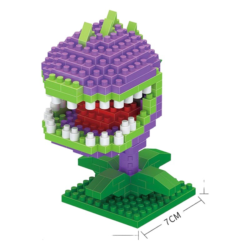 Bloques de construcción de micropartículas tridimensionales de dibujos animados educativos de dibujos animados juguete planta batalla rígida adulto niños regalo de cumpleaños