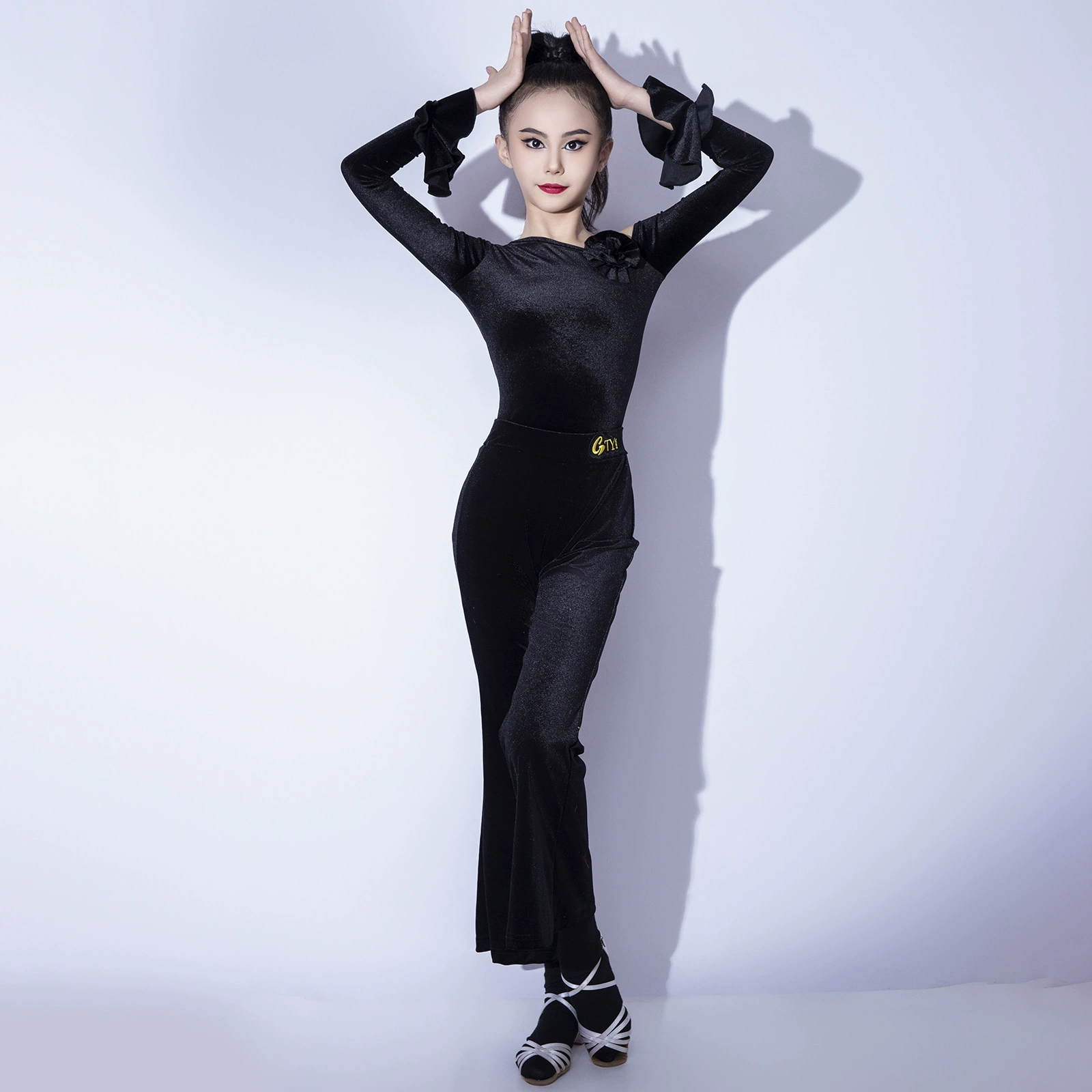 GTYDANCE2025 новая одежда для латиноамериканских танцев для девочек, элегантная бархатная тренировочная одежда, современные брюки L25060