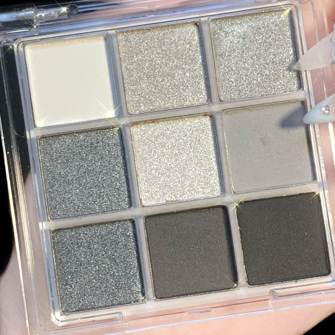 HUDA STORY Smoked Nine-color Eyeshadow palette, Black, White, Gray, Silver, beads, matte Halloween Party stage makeup undefined