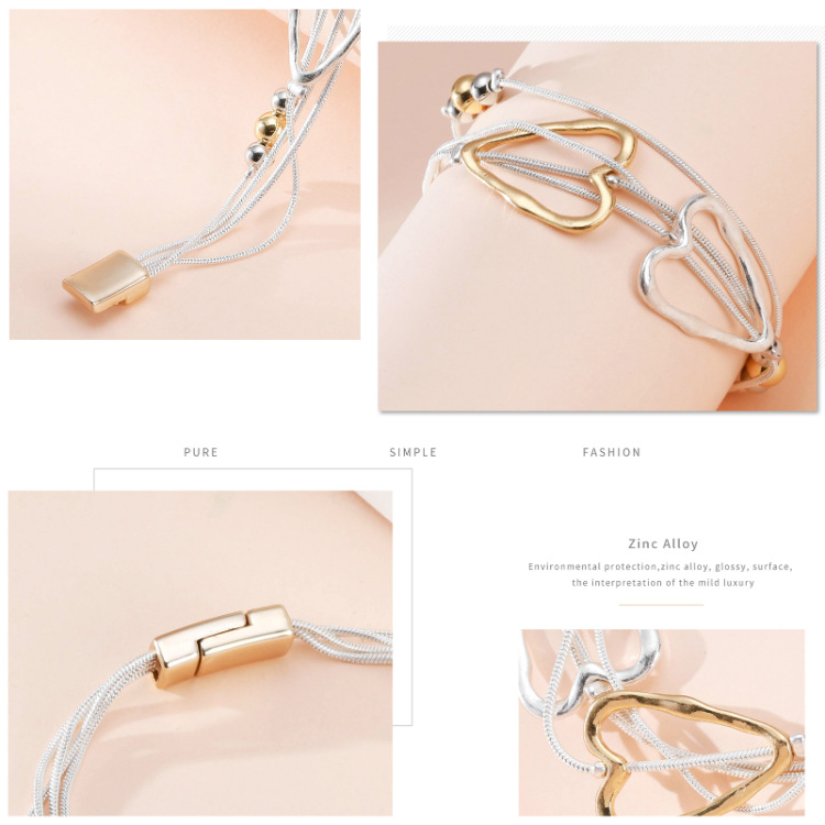 Personalized Double Color Matching Geometric Hollow Multilayer Bracelet Nihaojewelry