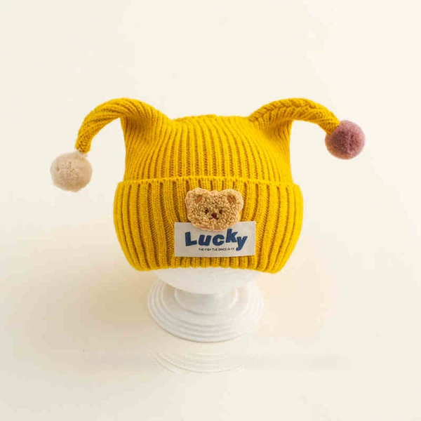 Yellow [Lcuky double ball yarn pullover hat]