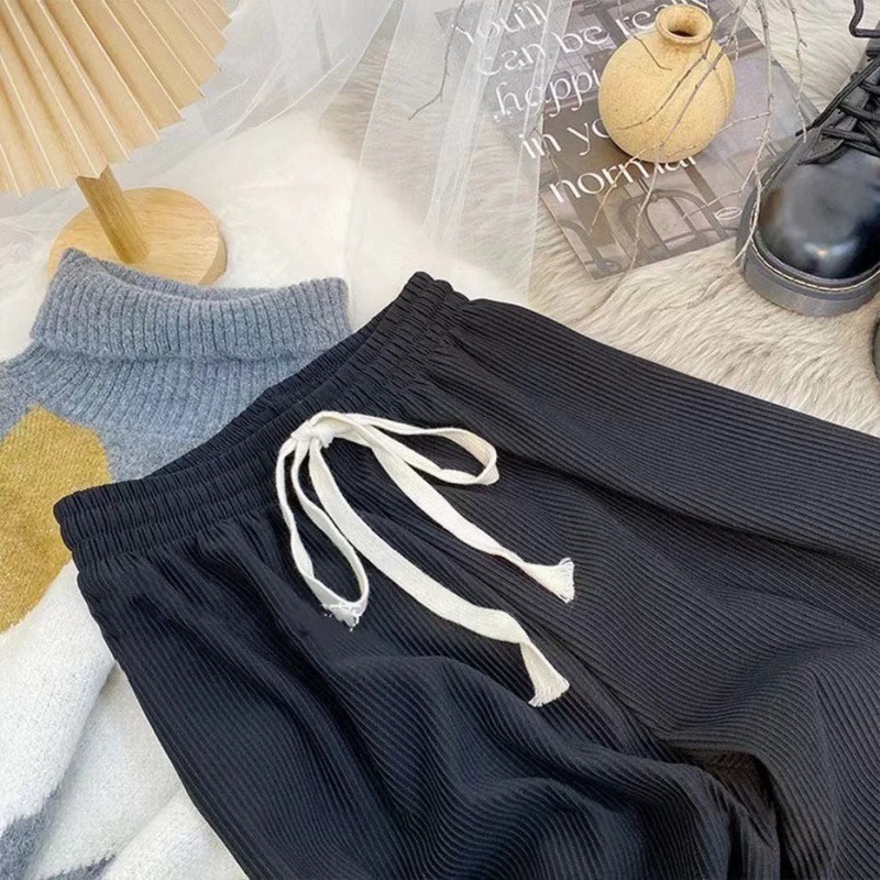 Pantalones de piernas anchas de hueso de serpiente para mujeres de verano, cintura alta y suelta, pantalones casuales rectos de seda de hielo, pantalones de trapazo delgados