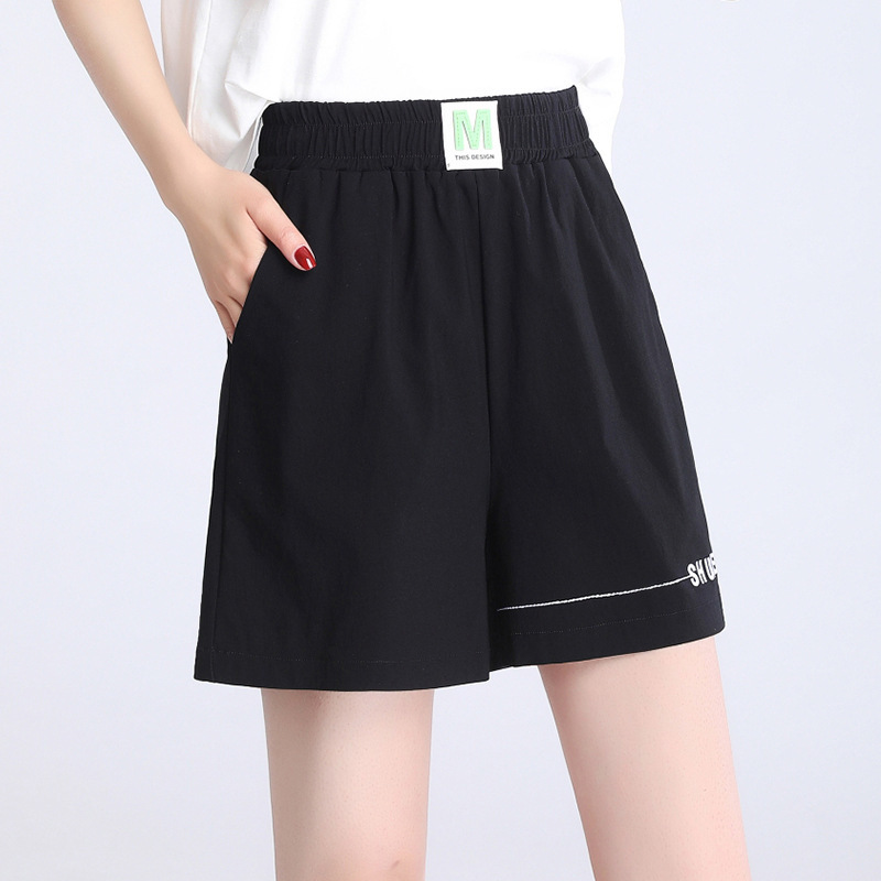 elastic waist plus size slightly fat mm black outer shorts women's high waist summer ladies bottoming hot pants live hot elastic waist plus size slightly fat mm black outer shorts women's high waist summer ladies bottoming hot pants live hot
