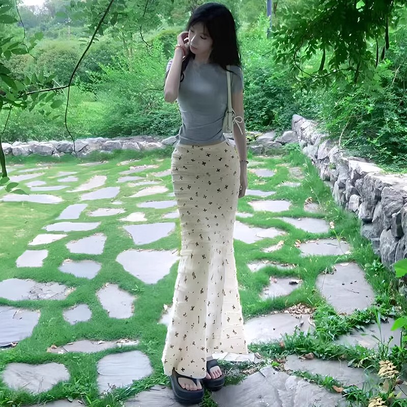 白色蝴蝶结包臀裙女夏季2025新款高腰显瘦鱼尾裙小个子A字半身裙|undefined