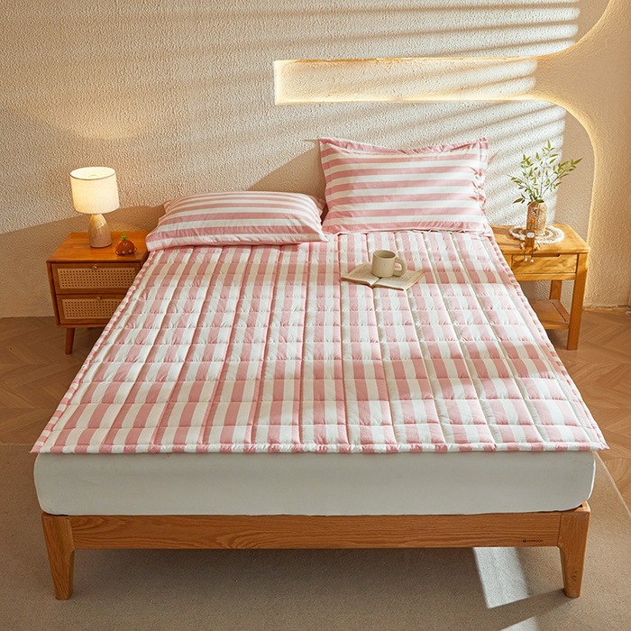 2025 New Skin-Friendly Pure Cotton Yarn-Dyed Cotton Mattress Mattress - Girly Pink