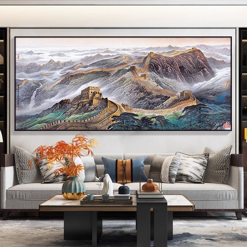 聚宝盆画国画办公室字画中式装饰风景山水客厅挂画沙发背景墙壁画|undefined