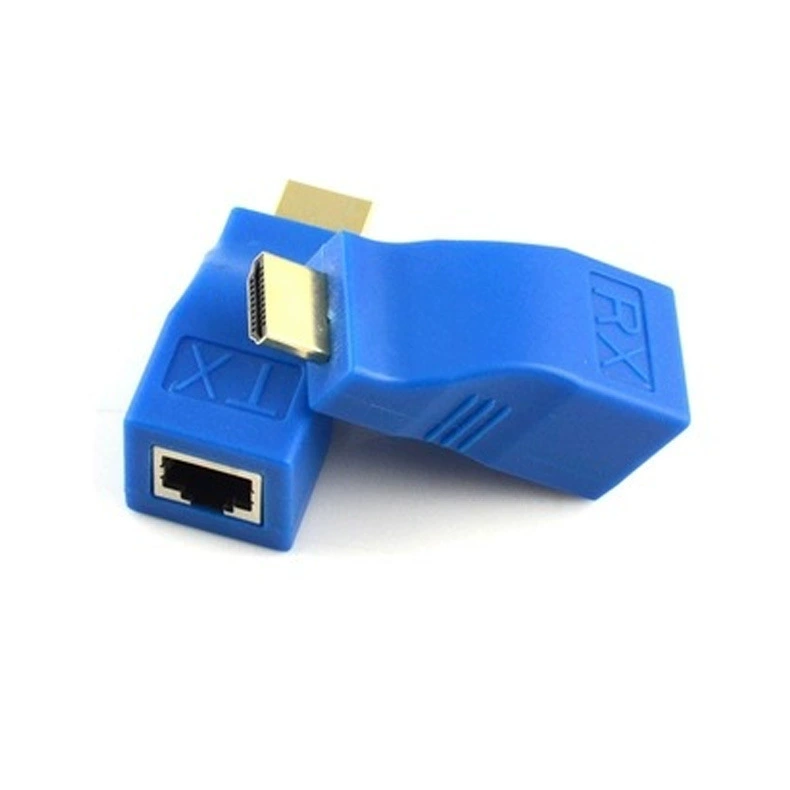 HDTV удлинитель единый сетевой кабель 30 метров HDTV единый порт сетевой RJ45 усилитель сигнала передатчик синий 1080P