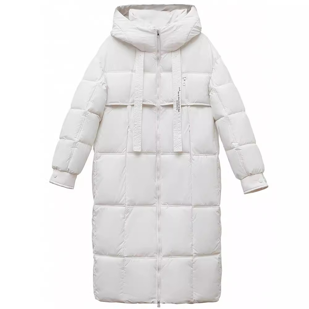Algodón de mujer largo grueso aire caliente suelto estilo académico coreano con capuchón de algodón de color sólido comercio exterior abrigo transfronterizo