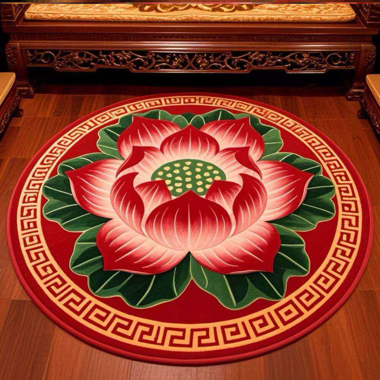 Nueva alfombra de sala de estar de loto chino, alfombra de mesa de té familiar de gran área, alfombra de cama de dormitorio fácil de cuidar
