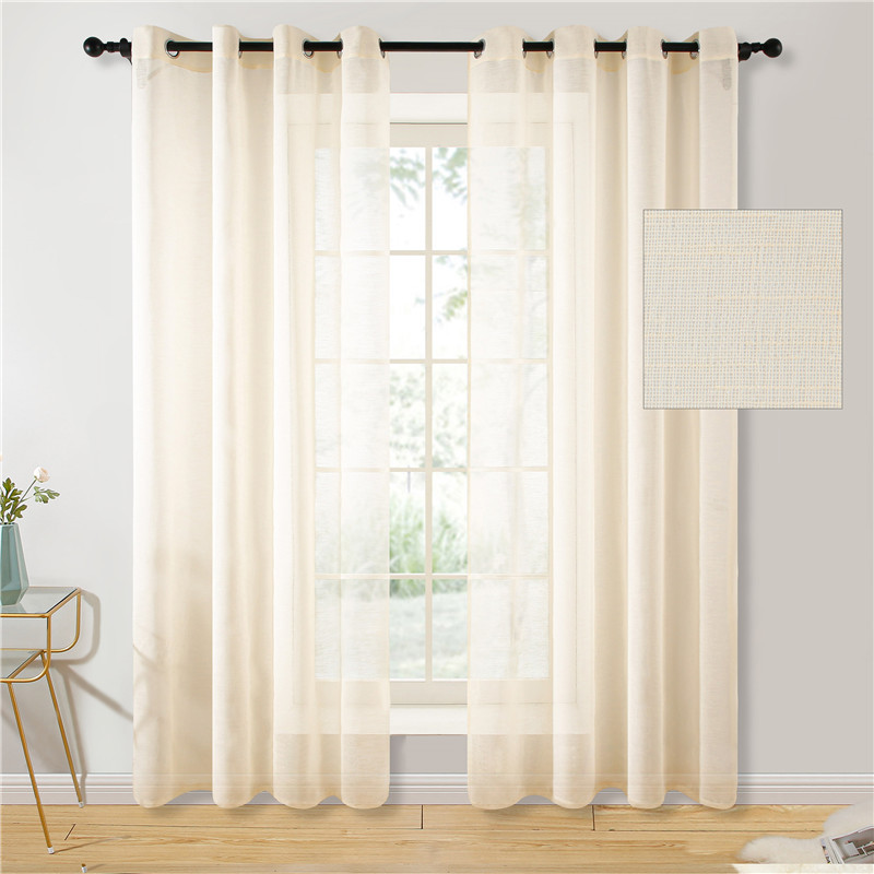 Cross-border window screen for modern simple solid color linen window screen living room bedroom tulle curtain finished wholesale