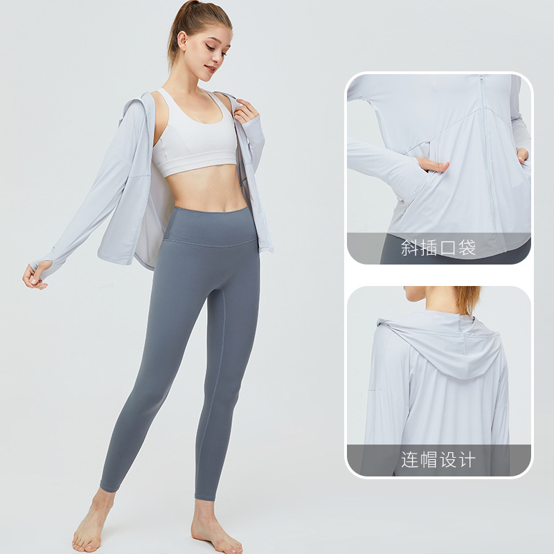 Nuevo hielo-sensible SLIM-Fit ropa de protección solar ropa de mujer deportes al aire libre protección UV ROPA DE LA PIEL corriendo de secado rápido ligero ropa de protección solar