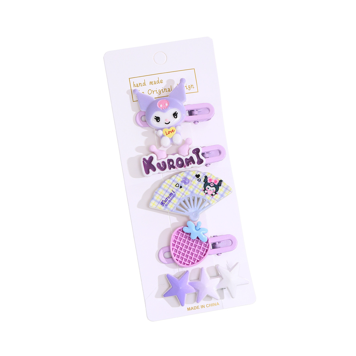 Pinza para el cabello Kulomi, horquilla rota, pinza BB, accesorios para el cabello dulces y lindos, clip de flequillo lateral Kuromi, tocado Kulomi