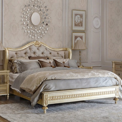 French Tulipwood Double Bed with Versailles Rose Court Style Carved Bed, French Furniture Bedroom Furniture Bed