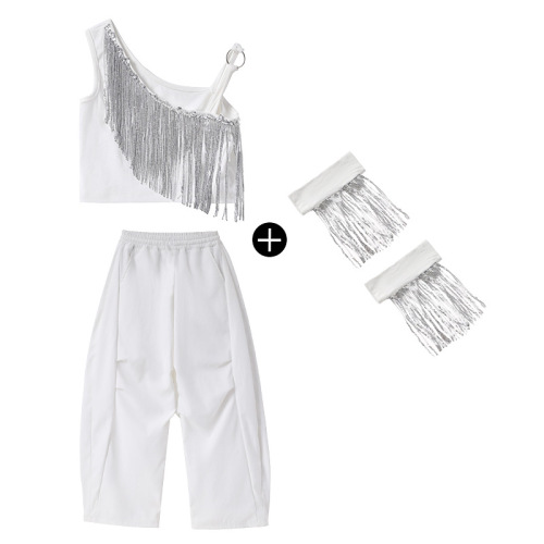 Dancewear for Girls, Summer Jazz Performance Suit, Dopamine Sleeveless Backless Top, Hot Chick Style, Children's Jazz Fashion Show Dress