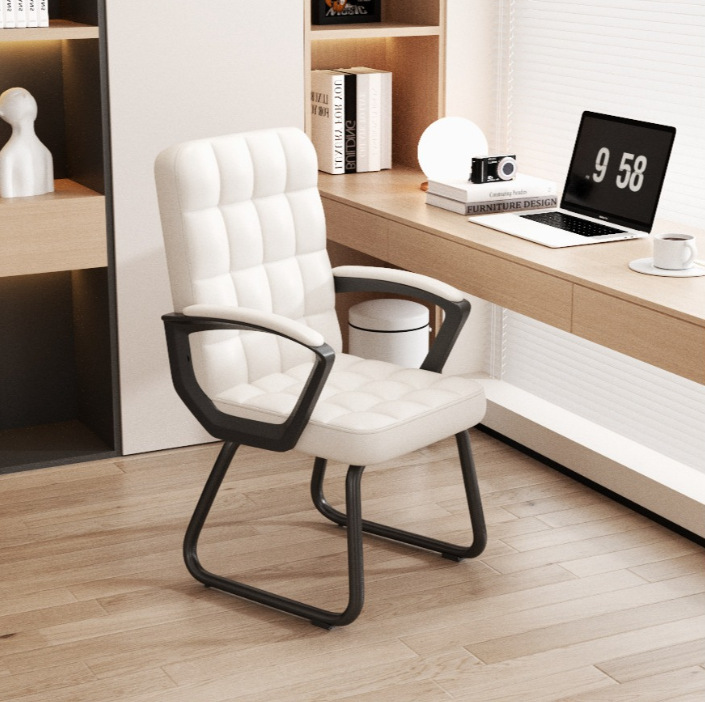 Silla de oficina silla de mahjong silla de sala de reuniones simple silla de arco para el hogar silla de computadora taburete con respaldo sedentario negro