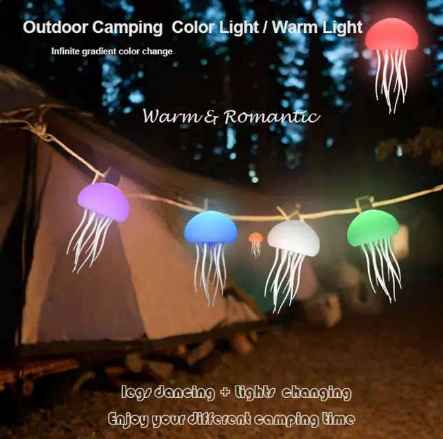 TK热销声控水母灯氛围灯jellyfishlamp全彩渐变触须jellyfishligh