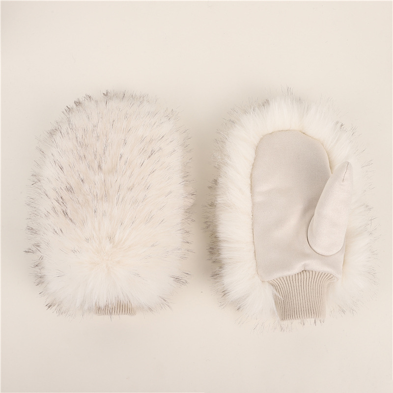 Nuevos guantes de peluche de otoño y invierno japoneses guantes de bicicleta calientes a prueba de frío más guantes de peluche gruesos dedos sofocados guantes lindos al por mayor