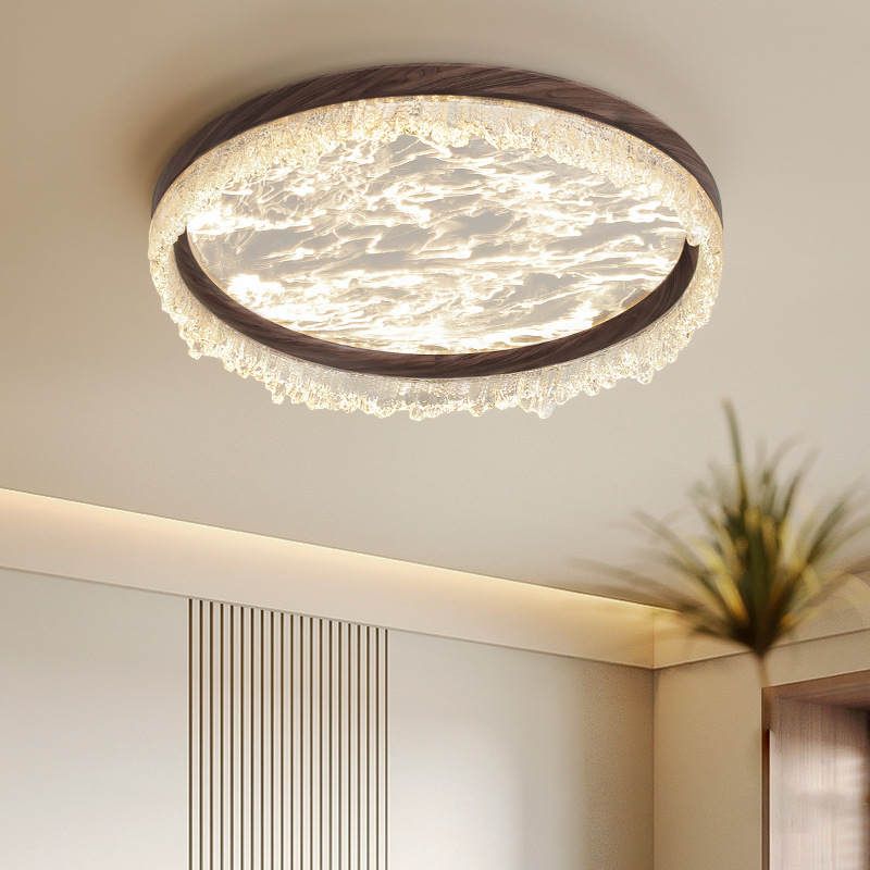 Lámpara de dormitorio de estilo medio, lámpara de techo, protección para los ojos de nube y niebla, estilo japonés, retro, wabi-ji, nogal, grano de madera, restaurante, libro, lámpara de habitación