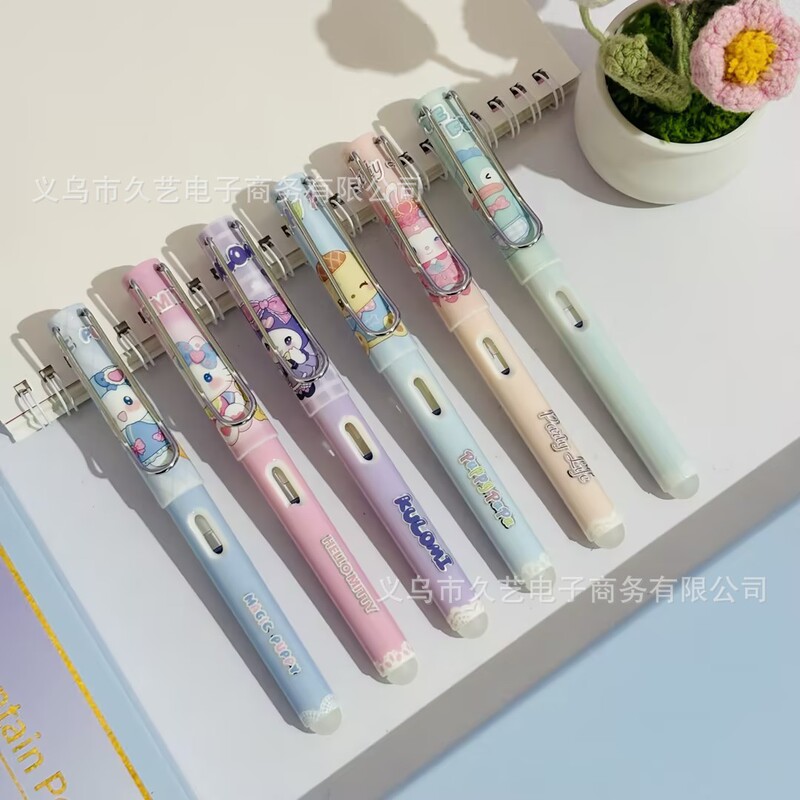 Foreign Trade Cartoon Sanrio Erasable Pen, High-Looking Primary School Student Special Hot Erasable Pen with Replaceable Ink Bag.