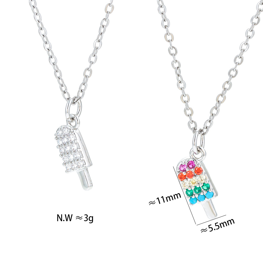 Geometric Pattern Unisex Gender Plating Design Fashion Color Ice Cream Short Inlaid Zircon Copper Clavicle Chain Wholesale Nihaojewelry