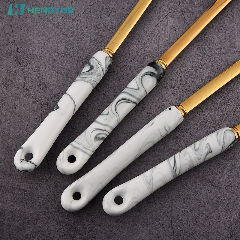 Ceramic handle stainless steel, kitchenware, Scandinavian marble set