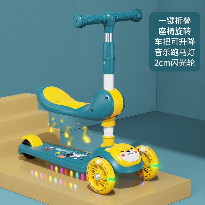 Spot de comercio exterior al por mayor scooter para niños, puede sentarse, niños y niñas, asientos deslizantes para bebés, música plegable