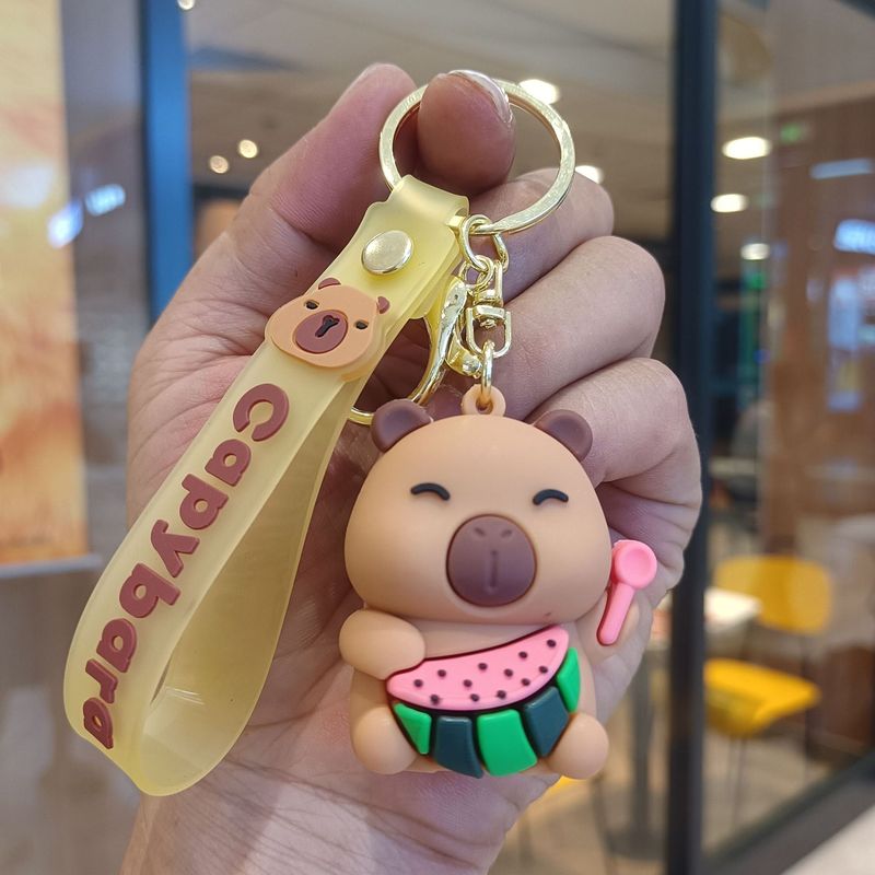 新しいカピバラキーホルダーペンダントハンバーガーカピバラ立体人形かわいい車のスクールバッグキーホルダー卸売|undefined