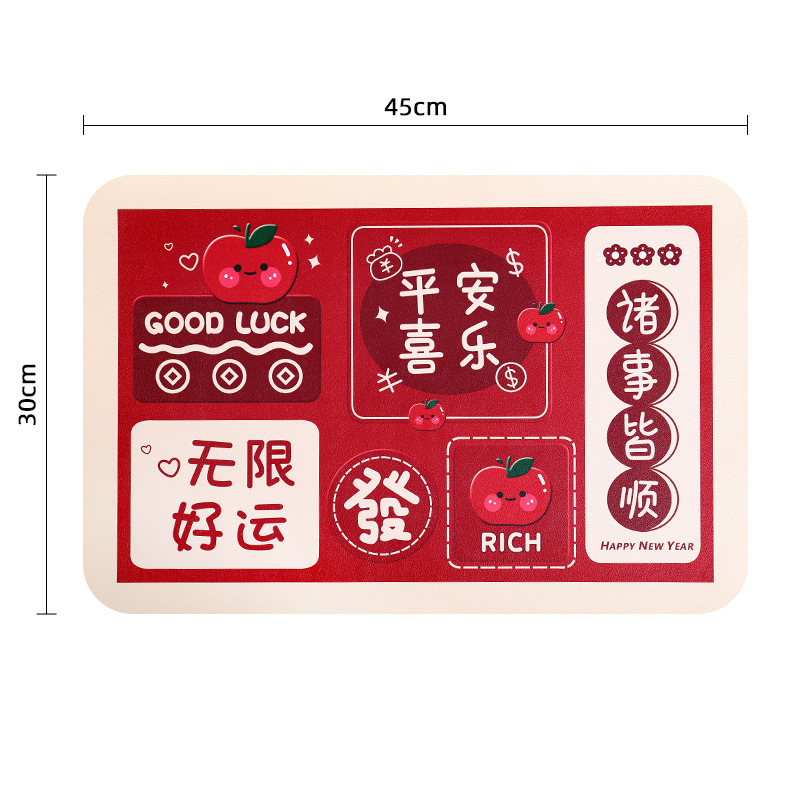 Rojo festivo impermeable placemat Año Nuevo banquete de boda desechable occidental placemat lindo aislado mesa de café escritorio anti-scald mat