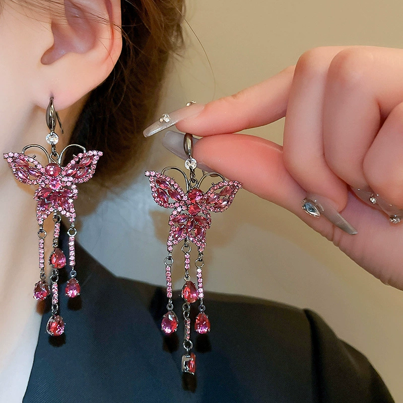 Earrings, floral light-luxury high-quality dangle styles, assorted silver-needle and ear-hook options