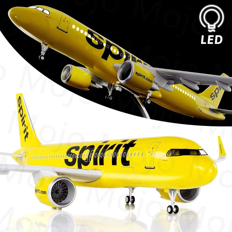 Airbus 320 American Spirit Airlines Simulation Aircraft Model Assembled Passenger Plane with Lights and Wheels Business Gift