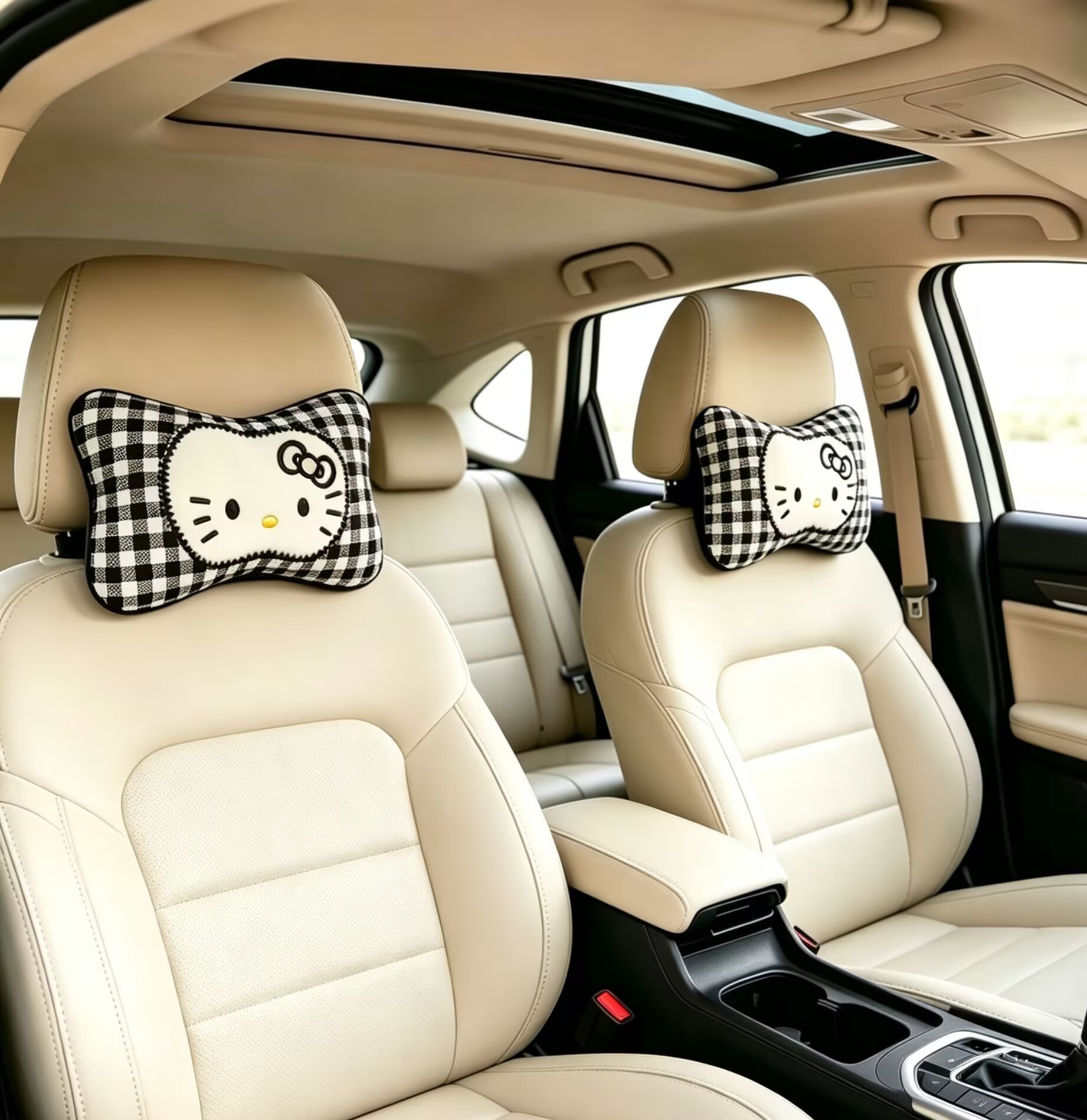 Creative In-Car Neck Pillow, Car Headrest Pillow for Women, Cute Kt Neck Support Pillow for Car Seat
