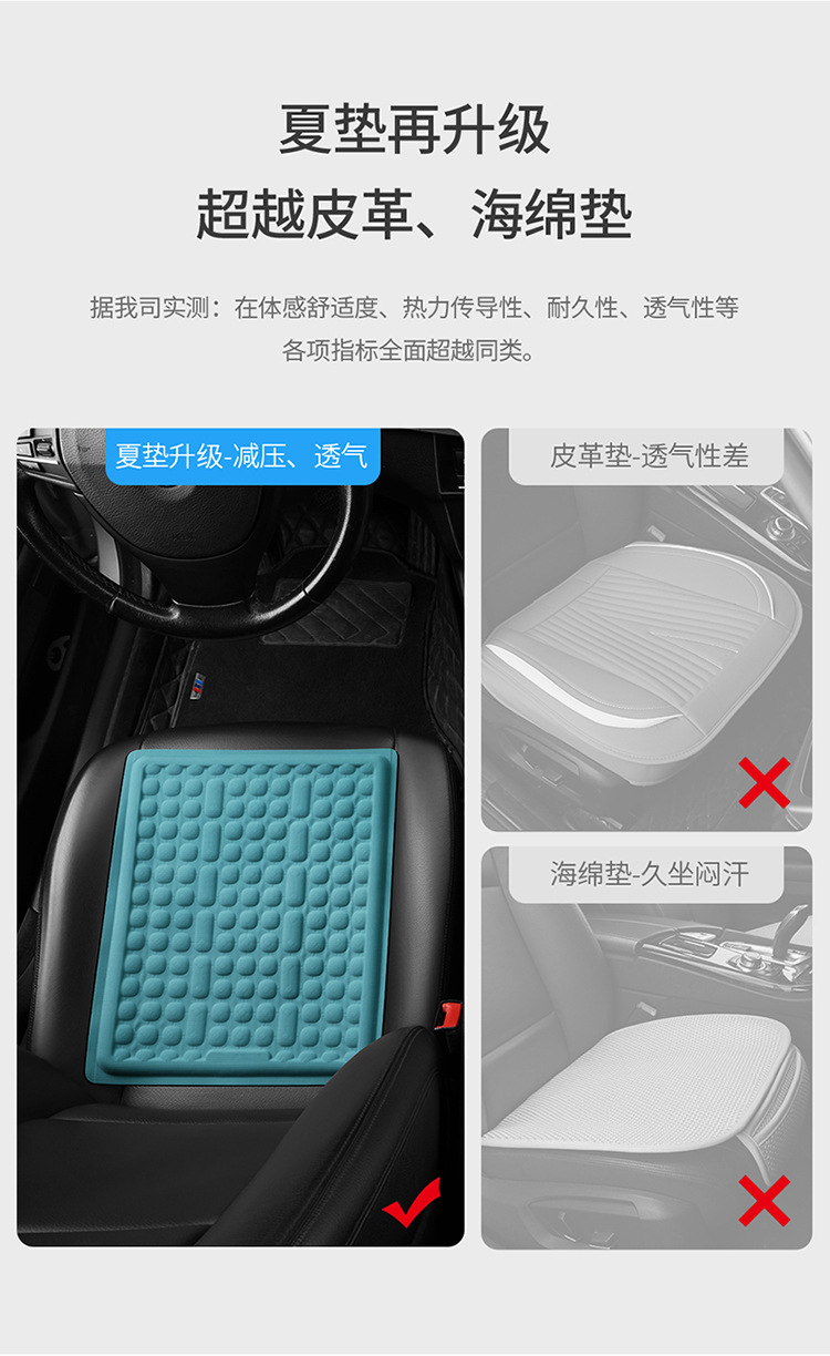 Breathable honeycomb silicone seat cushion for long-term sitting, egg-shaped car chair summer cushion, office gel cooling chair pad