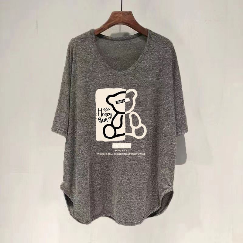 ファットmm 150kg ゆったり大きいサイズ ミドル丈 UVカラー 半袖 Tシャツ レディース 夏新作 韓国版 痩身お腹カバートップ|undefined