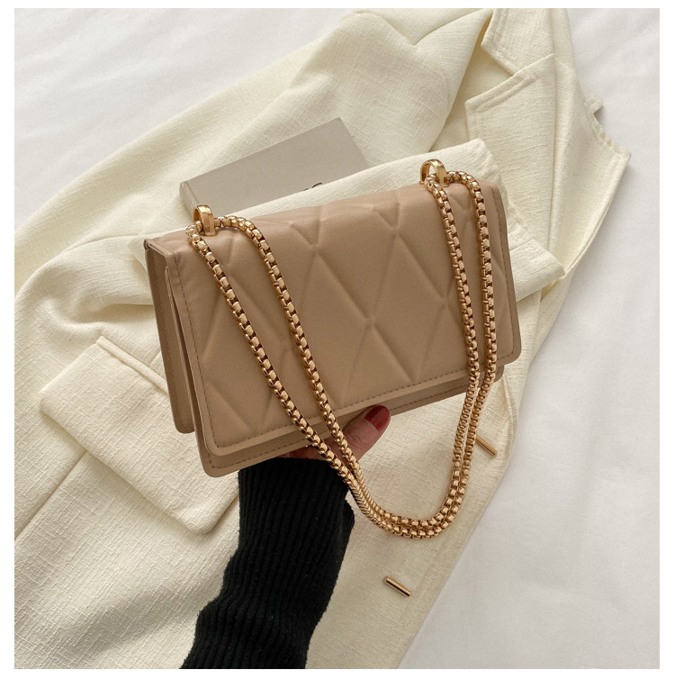 Women's Medium Summer Pu Leather Solid Color Lingge Streetwear Square Magnetic Buckle Square Bag display picture 5