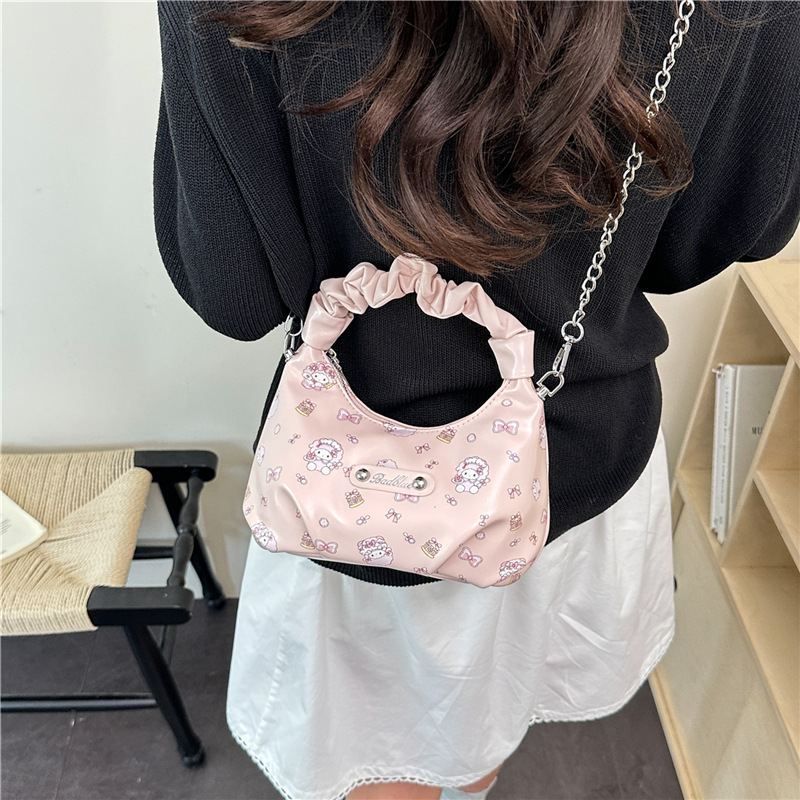 Bolsa coreana para mujeres 2026 verano nuevo lindo dibujo animado impresión bolso de mochila diaria dulce bolso de nube