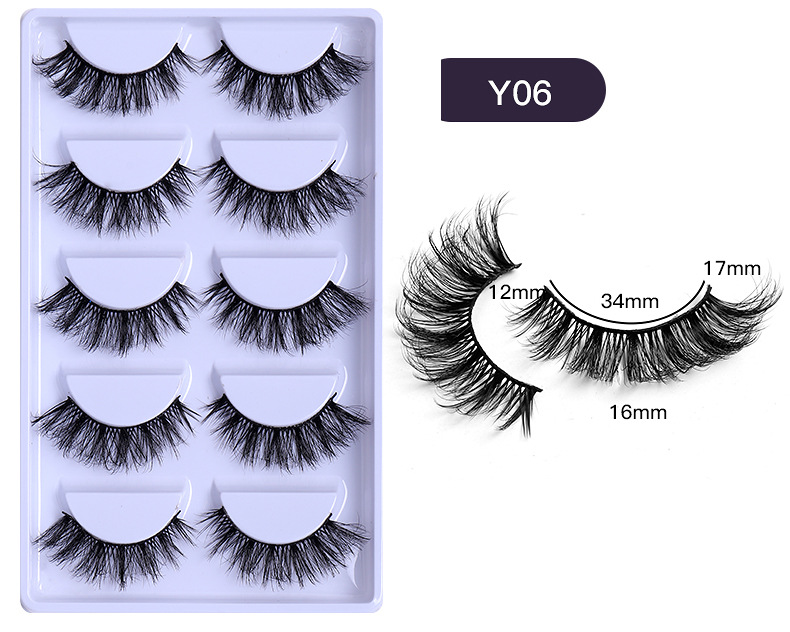 5 Pairs Of Short Natural Cross Multi-layer Thick Imitation Mink False Eyelashes display picture 4