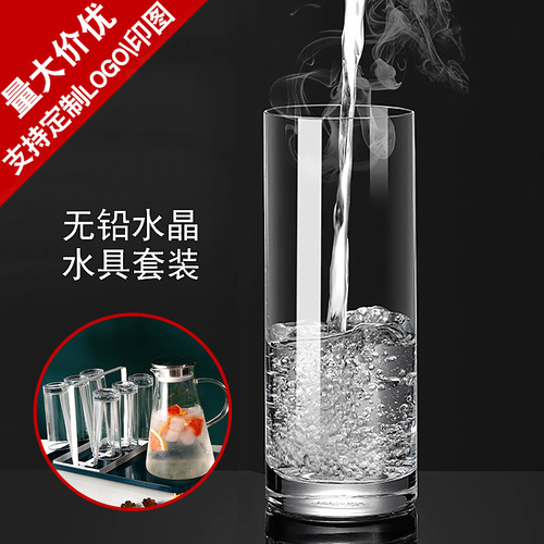 Restaurant transparent straight glass water cup beverage juice cup milk cup green tea cup straight cup set wholesale