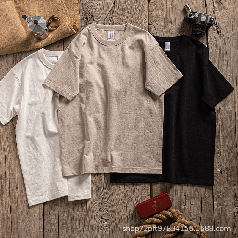 PrintAce Vintage Khaji Vintage old loom tube woven cotton three needle roll collar short sleeve T6287