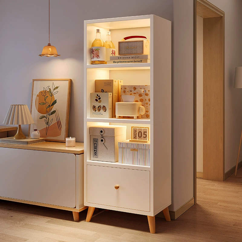 Многослойный шкаф для хранения в гостиной рядом с телевизионным шкафом